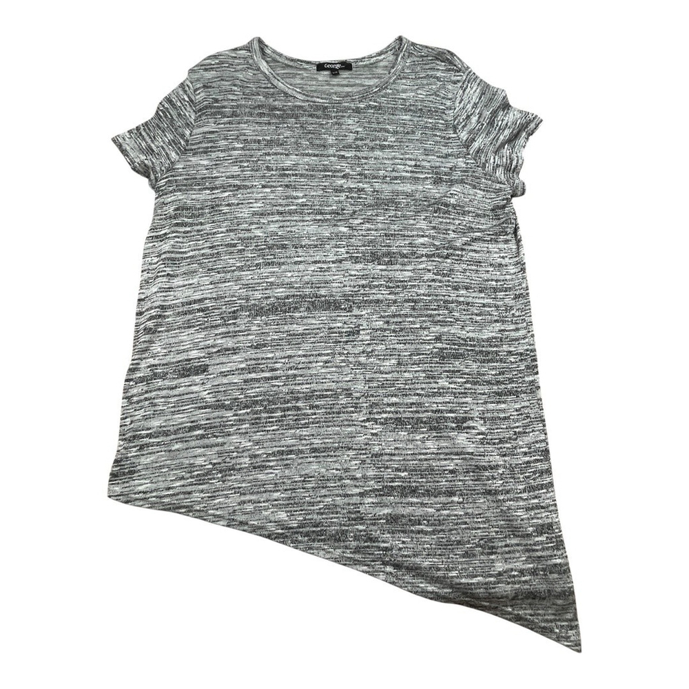 George Shirt Womens Large Gray Asymmetrical Hem Short Sleeve Stretch Top